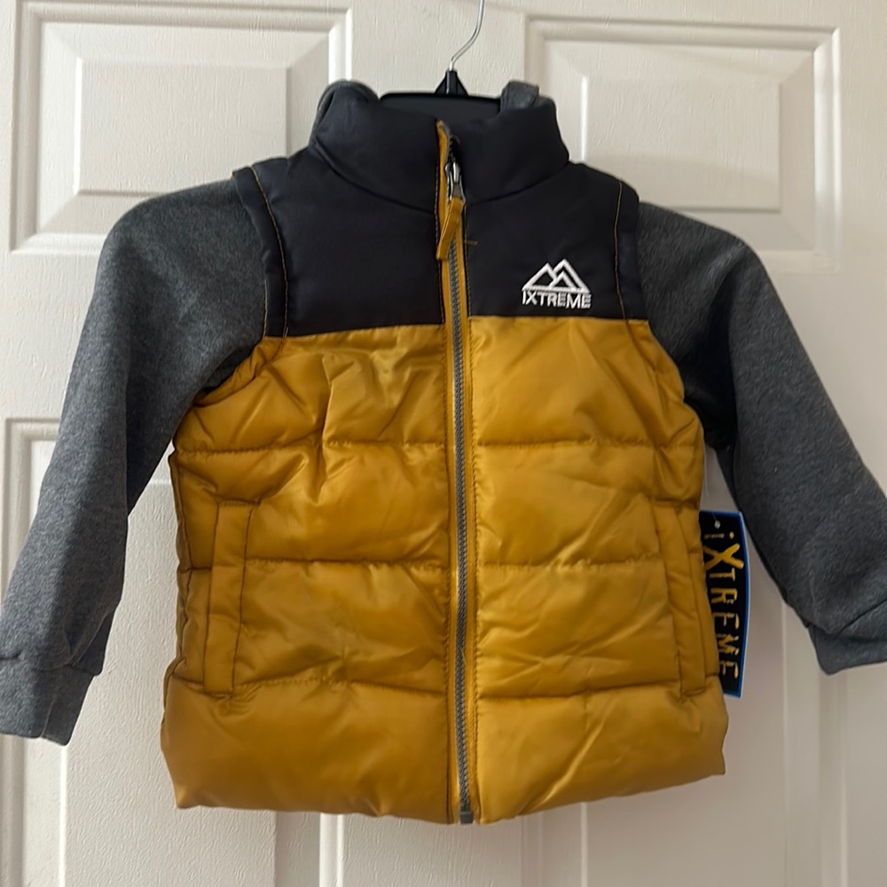 IEXTREME LAYERED PUFFER VEST: GOLD/GRAY: NEW WITH TAGS: SIZE 4